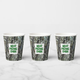 Wooden Old Pine Bark any Text Paper Cup Papieren Bekers