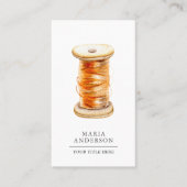 Wooden Oranje Thread Spool Tailor Visitekaartje (Voorkant)