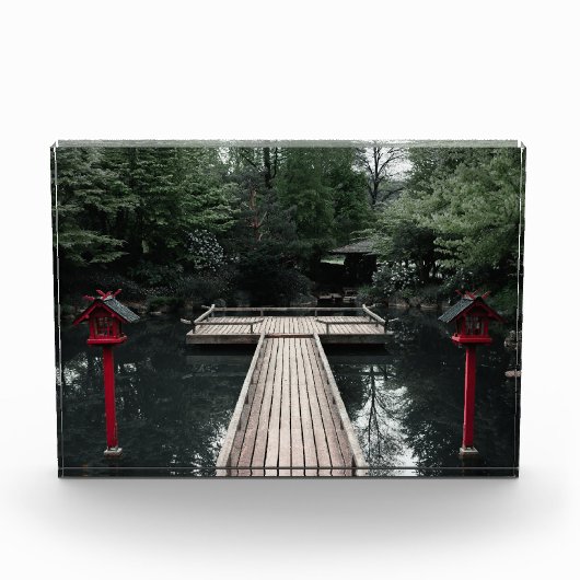 Wooden Pier framed by red Lanterns Fotoblokken (Voorkant)