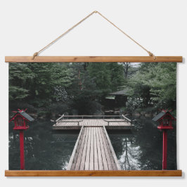 Wooden Pier framed by red Lanterns Hangend Wandkleed