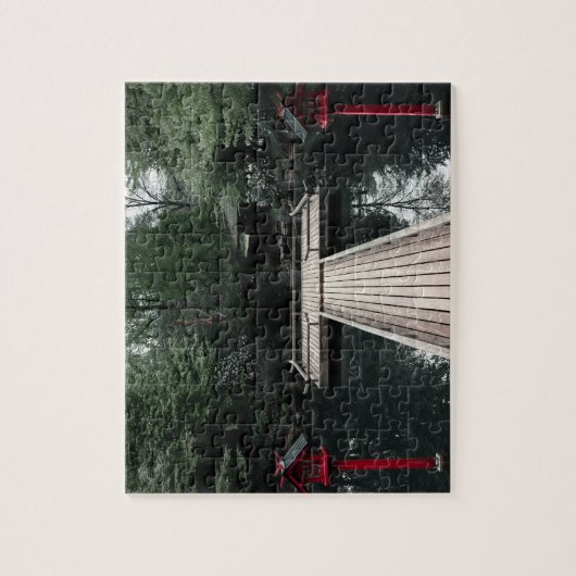 Wooden Pier framed by red Lanterns Legpuzzel (Verticaal)