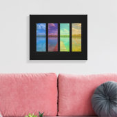 Wooden Pier over een Calm Lake Landscape Quadtrych Canvas Afdruk (Insitu (Woonkamer))