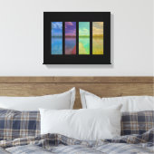Wooden Pier over een Calm Lake Landscape Quadtrych Canvas Afdruk (Insitu (Slaapkamer))