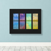 Wooden Pier over een Calm Lake Landscape Quadtrych Canvas Afdruk (Insitu (Houten vloer))