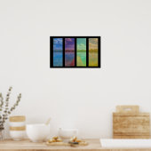 Wooden Pier over een Calm Lake Landscape Quadtrych Poster (Keuken)