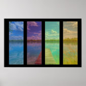 Wooden Pier over een Calm Lake Landscape Quadtrych Poster (Voorkant)