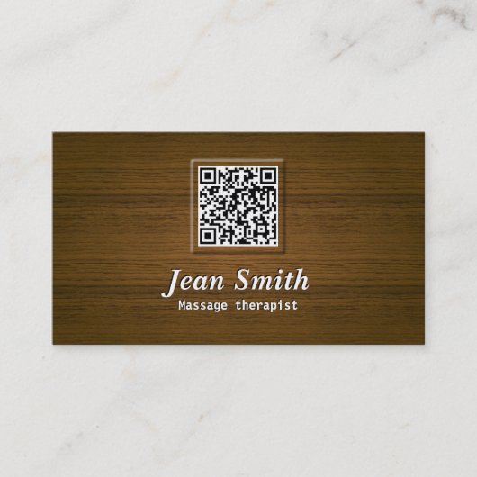 Wooden QR Code Massage Therapist Visitekaartje (Voorkant)