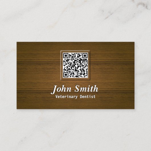 Wooden QR Code Veterinary Dentist Dental Office Visitekaartje (Voorkant)