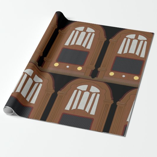 Wooden Radio Cadeaupapier (Uitgerold)