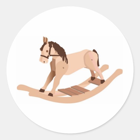 Wooden Rocking Horse Ronde Sticker (Voorkant)