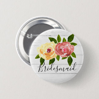 Wooden roestvast, floral bridesmaid gift pin-knop ronde button 5,7 cm
