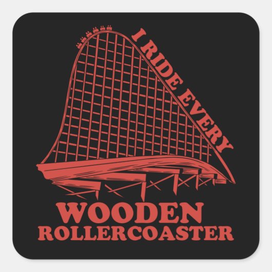 Wooden Rollervrijer Amusement Park Gift Vierkante Sticker (Voorkant)