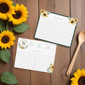 Wooden Rolling Pin & Whisk Yellow Sunflower Recipe Notitiekaartje