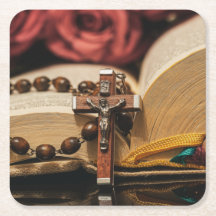 Wooden Rosary met Jezus op Cross