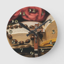 Wooden Rosary met Jezus op Cross Ronde Klok