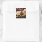 Wooden Rosary met Jezus op Cross Vierkante Sticker (Tas)