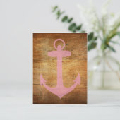 Wooden Roze Anchor Briefkaart (Staand voorkant)