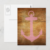Wooden Roze Anchor Briefkaart (Voorkant / Achterkant)