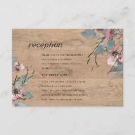 Wooden roze eucalyptus Floral Weddenschap Informatiekaartje