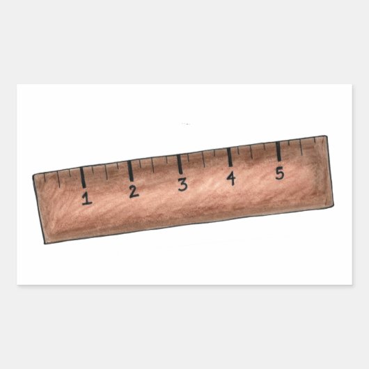 Wooden Ruler Measuring Stick School Wiskunde Teach Rechthoekige Sticker (Voorkant)