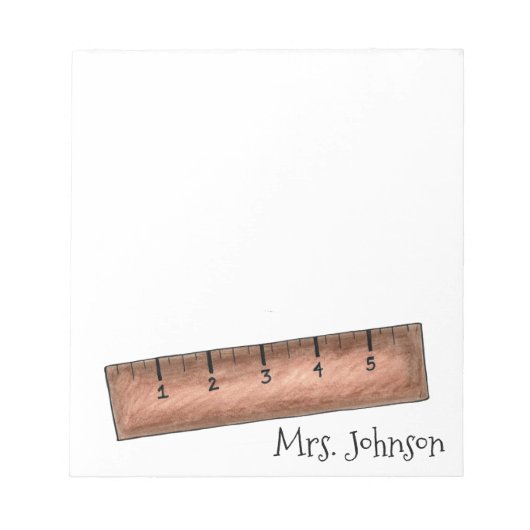 Wooden Ruler Personalized School Teacher Notitiebl Notitieblok (Voorkant)