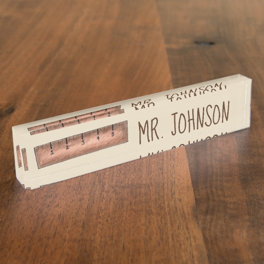 Wooden Ruler School Levert lerarenonderwijs Naambordje (Zijkant)