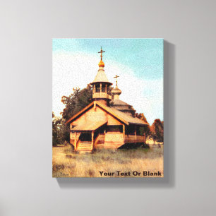Wooden Russische kerk Canvas Afdruk