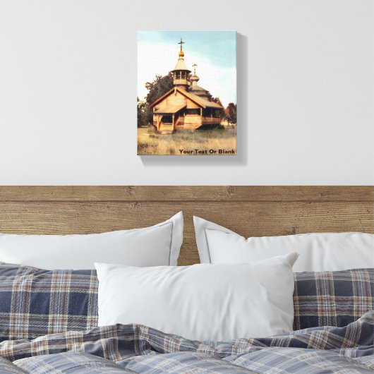 Wooden Russische kerk Canvas Afdruk (Insitu (Slaapkamer))
