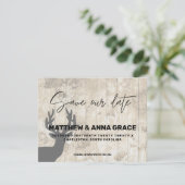 Wooden Rustic Floral Deer Antlers Save The Date (Staand voorkant)