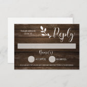 Wooden Rustic Reply Card RSVP Kaartje (Voorkant / Achterkant)
