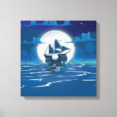 Wooden Sail schip in het moonlicht Canvas Afdruk (Voorkant)