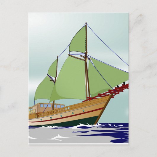 Wooden Sailboat Briefkaart (Voorkant)