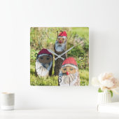 Wooden Santa Claus Vierkante Klok (Huis)