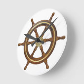 Wooden Ship Steering Wheel Round Clock Ronde Klok (Hoek)