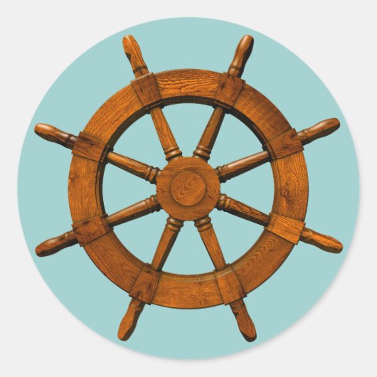 Wooden Ships Helm Ronde Sticker (Voorkant)