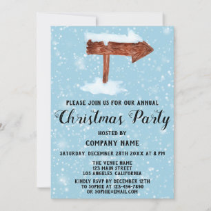 Wooden Sign & Snow Company Holiday Kerstparty Kaart