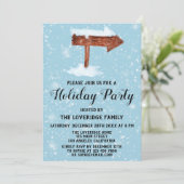 Wooden Sign & White Sneeuwfeest Kaart (Staand voorkant)