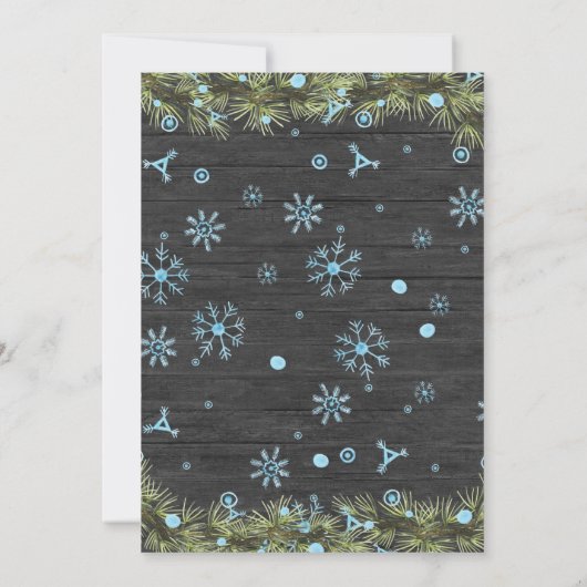 Wooden Snowy Ugly Sweater kerst Uitnodiging (Achterkant)