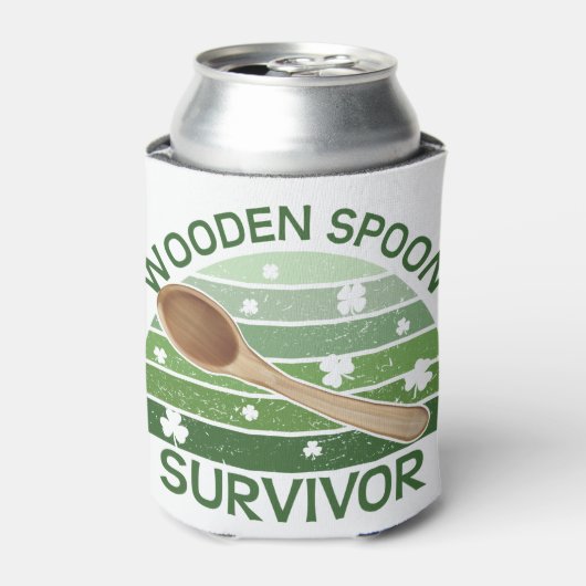 Wooden Spoon Survivor Funny St Paddys day Design Blikjeskoeler (Blikje Voorkant)