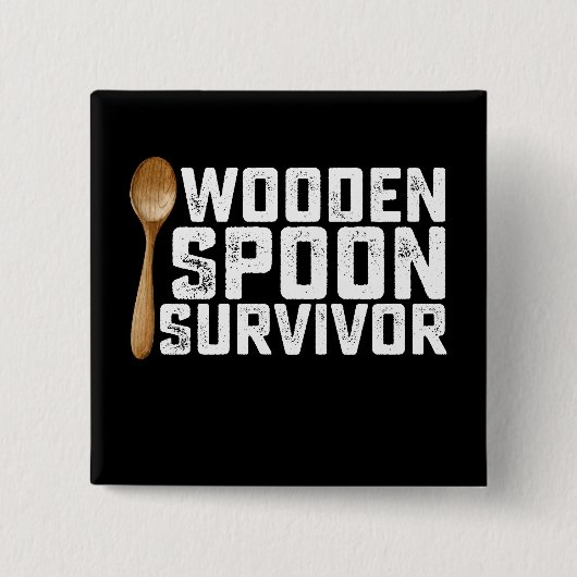 Wooden Spoon Survivor Vierkante Button 5,1 Cm (Voorkant)
