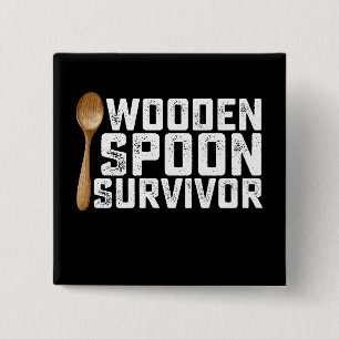 Wooden Spoon Survivor Vierkante Button 5,1 Cm