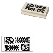 Wooden Stamp - Scandinavische Folk Art Flowers Bir Rubberstempel (Gestempeld)