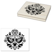 Wooden Stamp - Scandinavische Folk Art Pattern Bir Rubberstempel (Gestempeld)