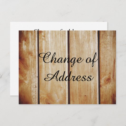 Wooden stijlvolle verandering van adres Aankondigi Aankondigingskaart (Voorkant / Achterkant)