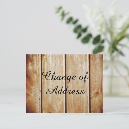 Wooden stijlvolle verandering van adres Aankondigi Aankondigingskaart (Staand voorkant)