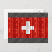 Wooden Swiss Flag Briefkaart (Voorkant / Achterkant)