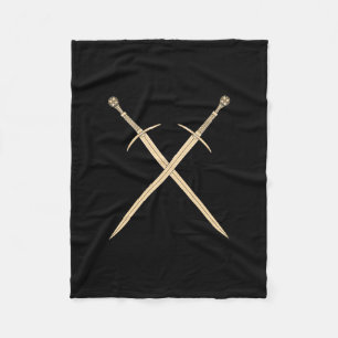 Wooden Templar Sword geïsoleerd op witte achtergr Fleece Deken