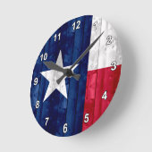 Wooden Texan Flag Ronde Klok (Hoek)
