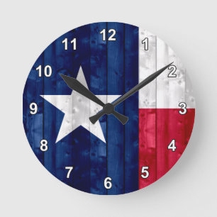 Wooden Texan Flag Ronde Klok