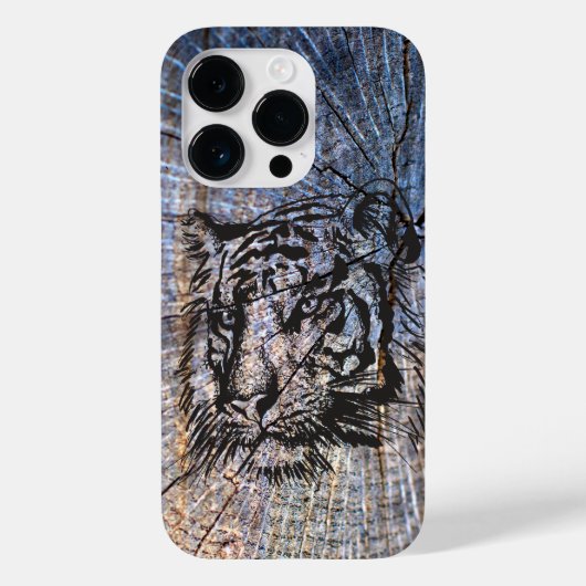 Wooden Tiger Blue Case-Mate iPhone Case (Achterkant)